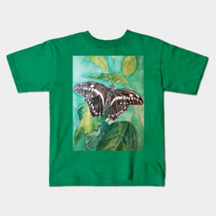 Black and white butterfly watercolour painting Kids T-Shirt